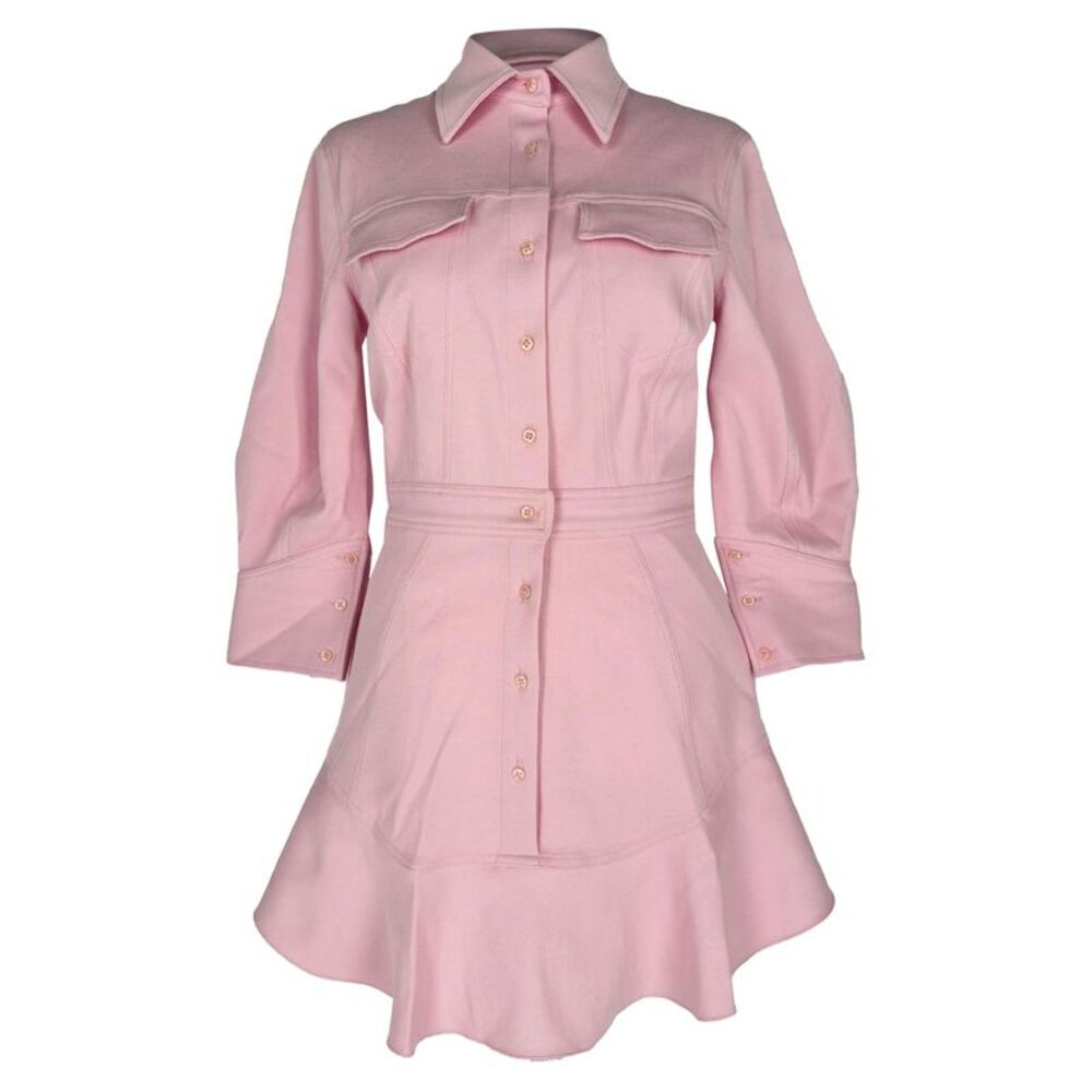 Brandon Maxwell Piqué Mini Shirt Dress in Pink Cotton